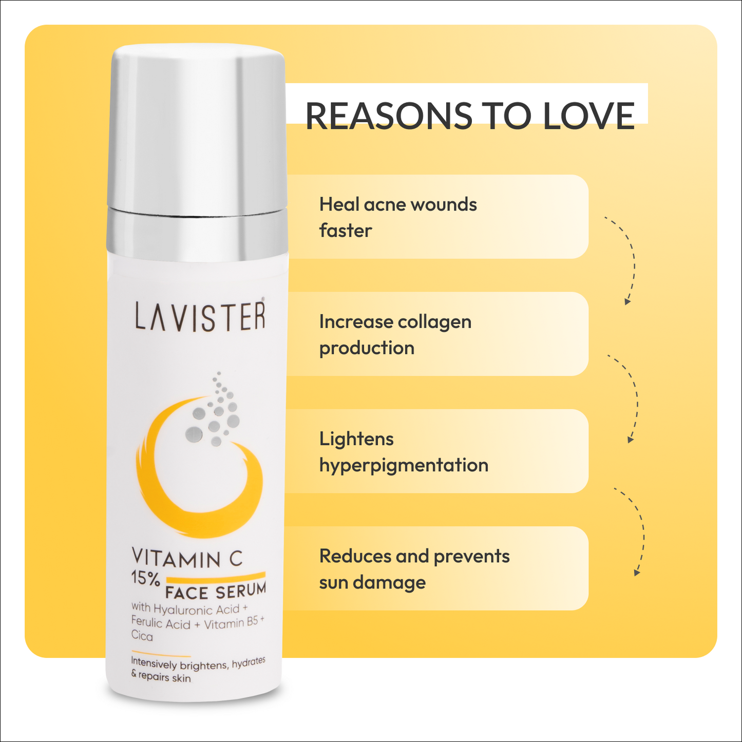 Reduce dark spots and repair your skin with Lavister's Vitamin C Face Serum - Order Now