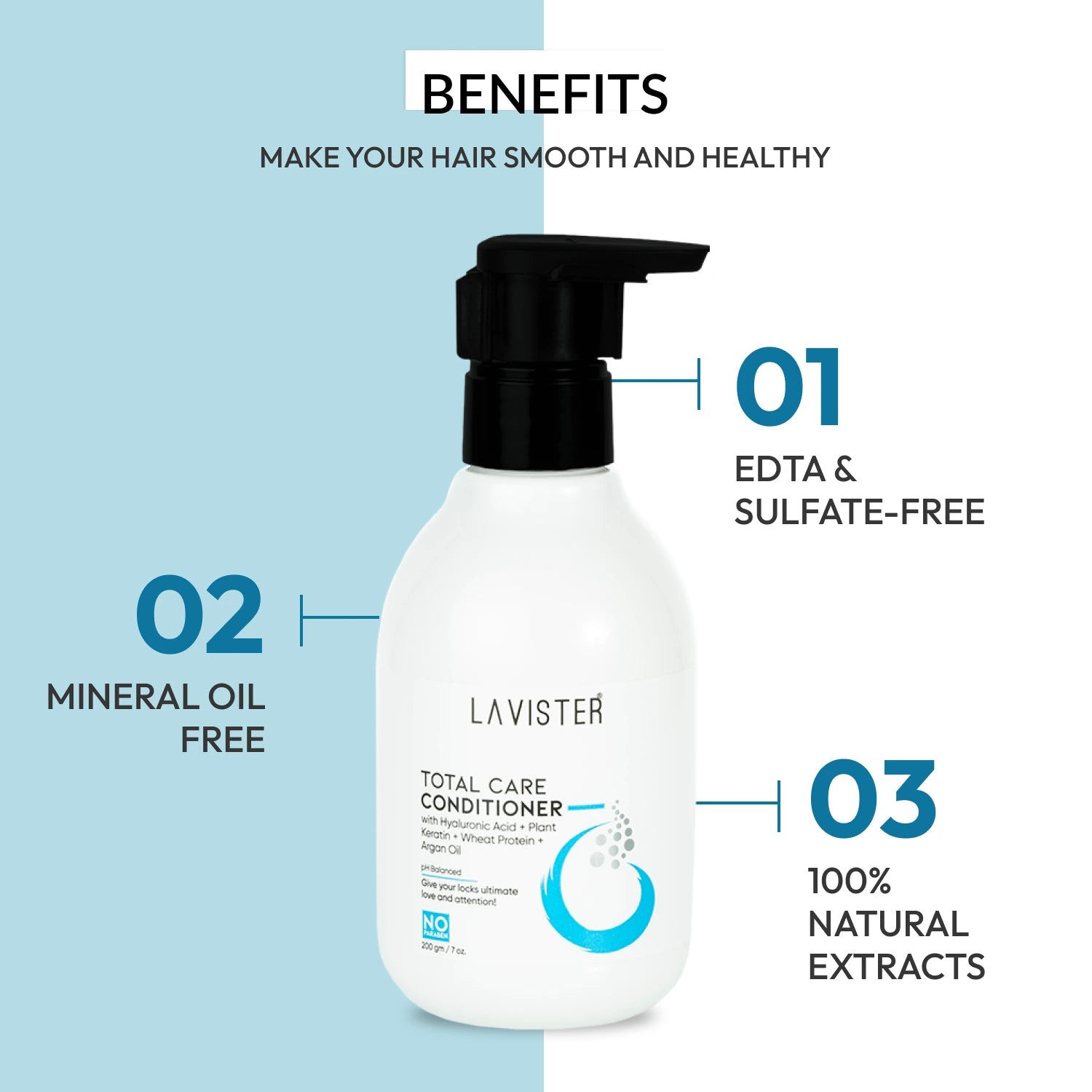 Restore moisture to dry & brittle hair with Lavister's Total Care Conditioner. Buy now!